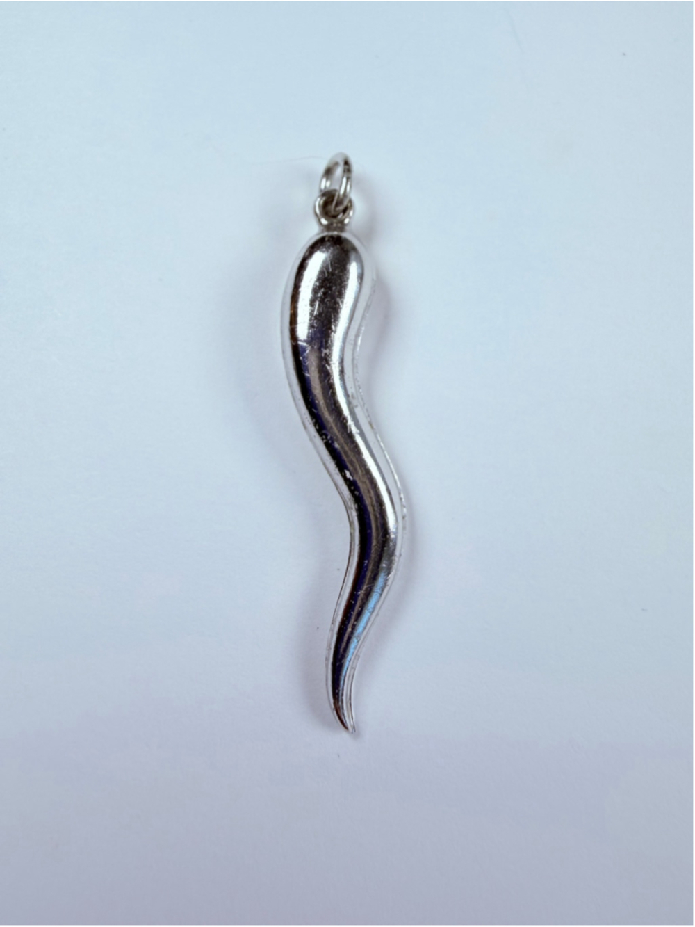 Large Cornicello Horn 1.6" 925 Sterling Silver Pendant Necklace Italy